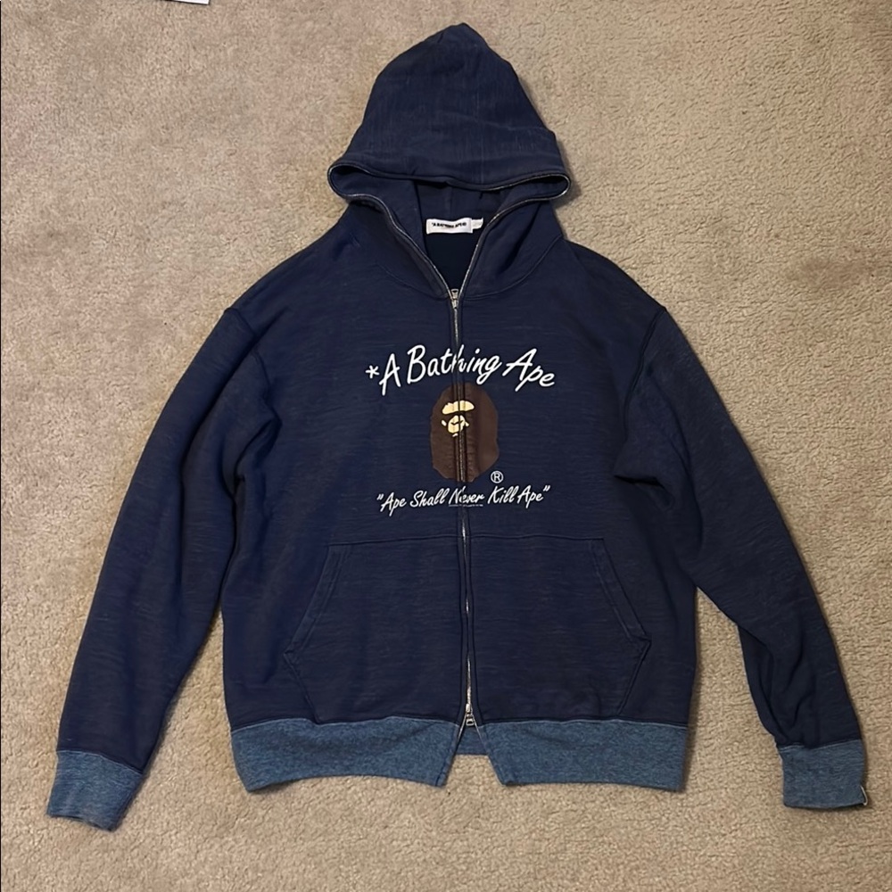 A Bathing Ape Navy Zip-Up Hoodie